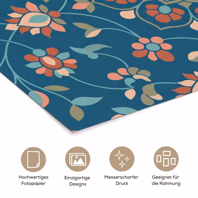 Poster - Blumen – Muster – Natur – Ornament – Blau — 5