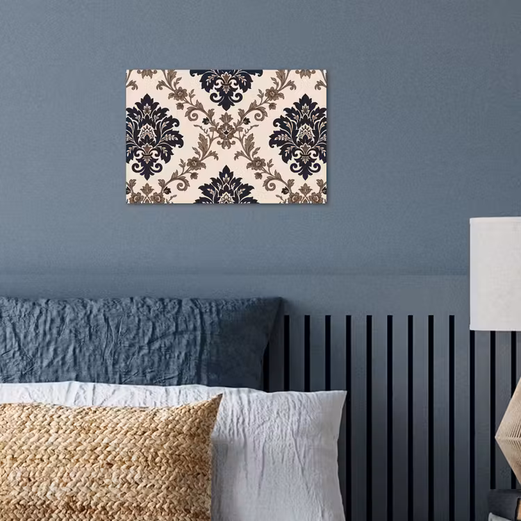 Poster - Muster – Blumenmuster – Klassisch – Beige-Blau — 3