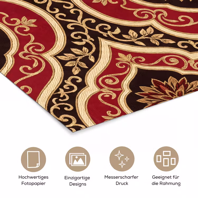 Poster - Muster – Ornament – Barock – Rot – Gold — 5