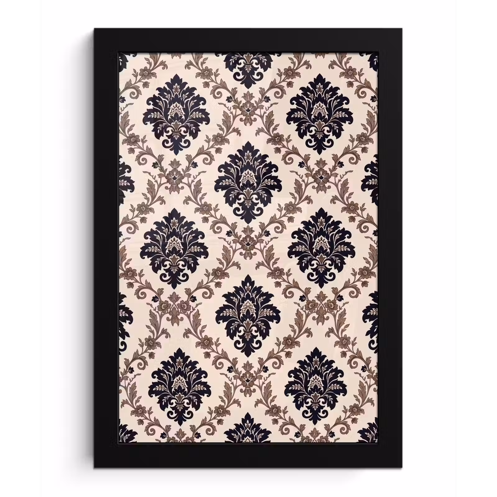 Bilder mit Rahmen - Muster – Blumenmuster – Klassisch – Beige-Blau — 1