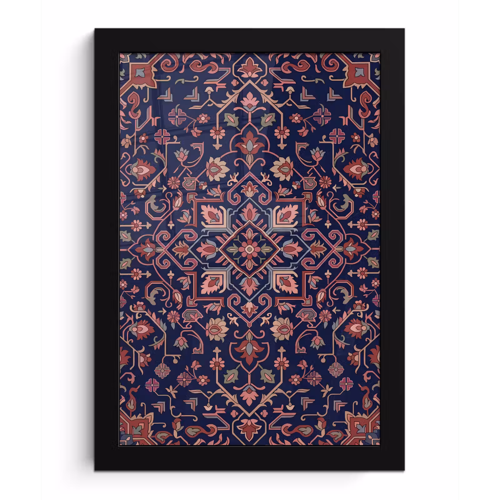 Bilder mit Rahmen - Muster – Orientalisch – Blumig – Blau – Klassisch — 1