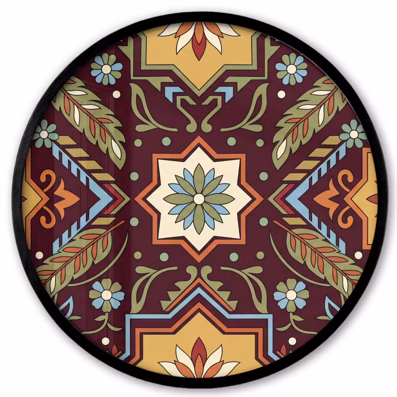 Poster im Rahmen Rund - Muster – Floral – Geometrisch – Farbenfroh – Dekoration — 1