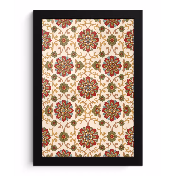 Bilder mit Rahmen - Muster – Blumen – Ornament – Klassisch – Farbenfroh — 1