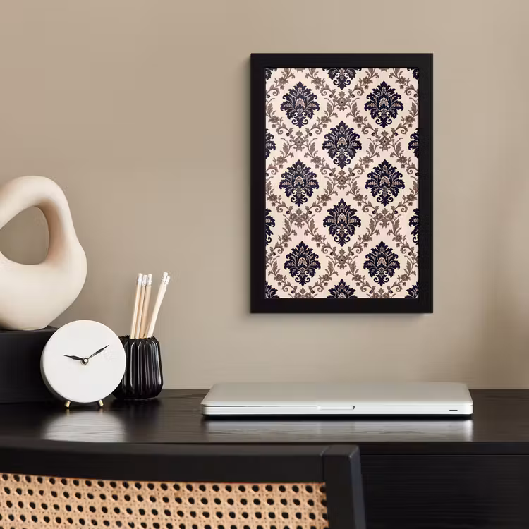 Bilder mit Rahmen - Muster – Blumenmuster – Klassisch – Beige-Blau — 2