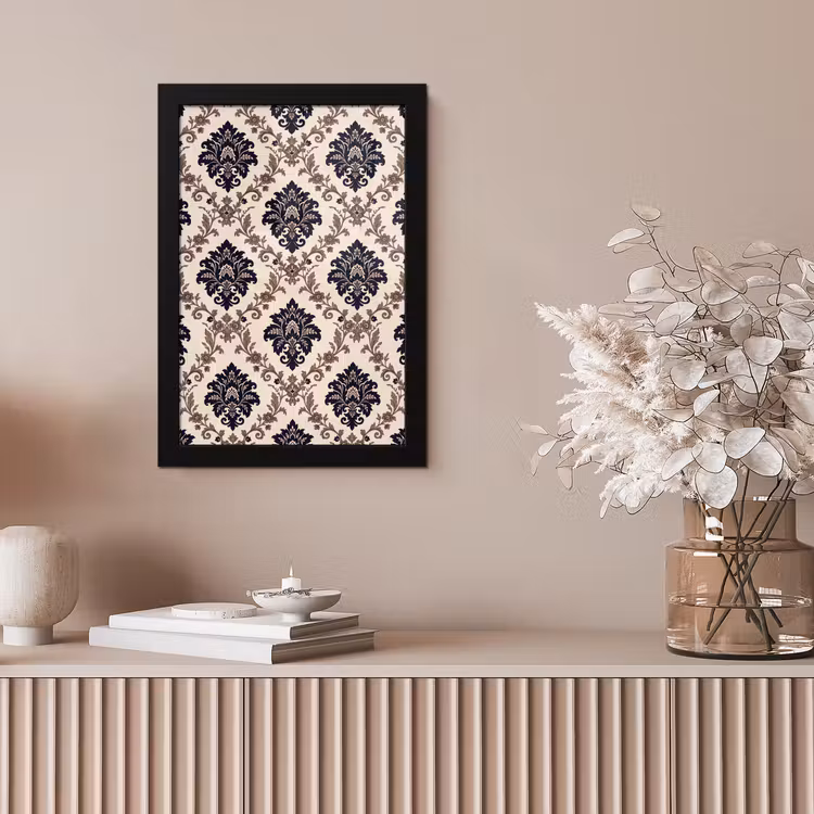 Bilder mit Rahmen - Muster – Blumenmuster – Klassisch – Beige-Blau — 4