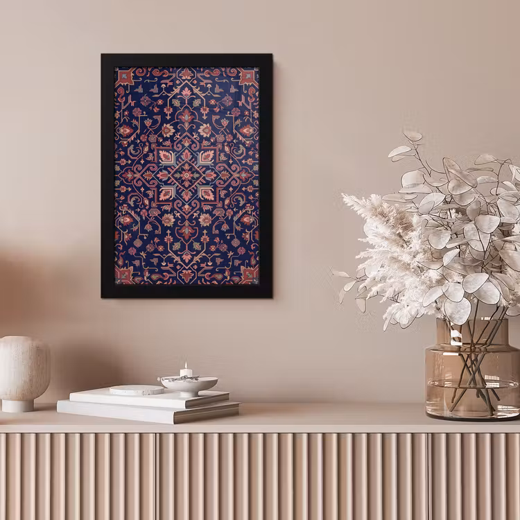 Bilder mit Rahmen - Muster – Orientalisch – Blumig – Blau – Klassisch — 4