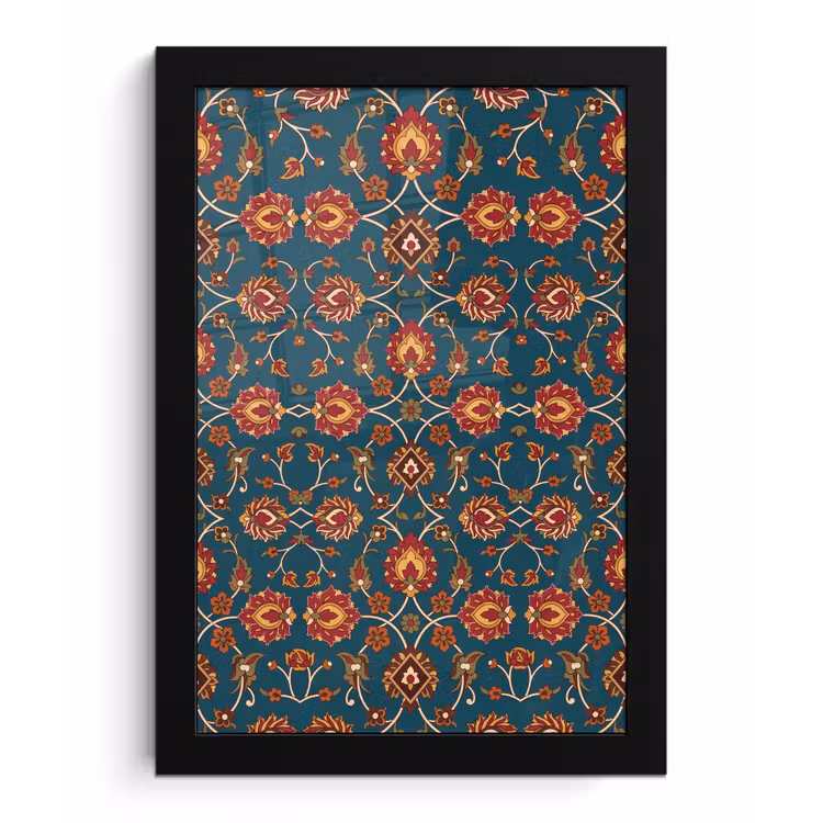 Bilder mit Rahmen - Ornament – Flora – Traditionell – Klassisch – Blaugrün — 1
