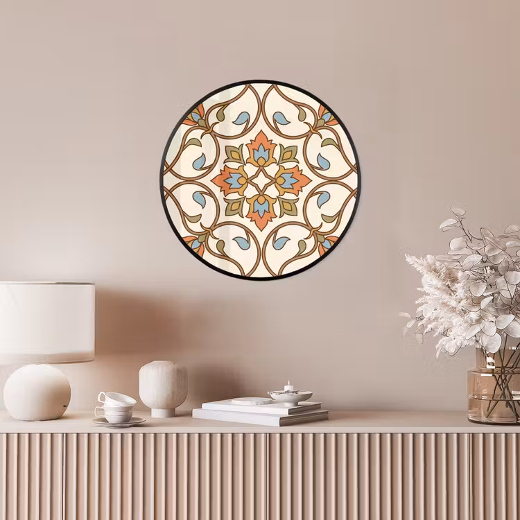 Poster im Rahmen Rund - Muster – Blumen – Ornament – Bunt — 5