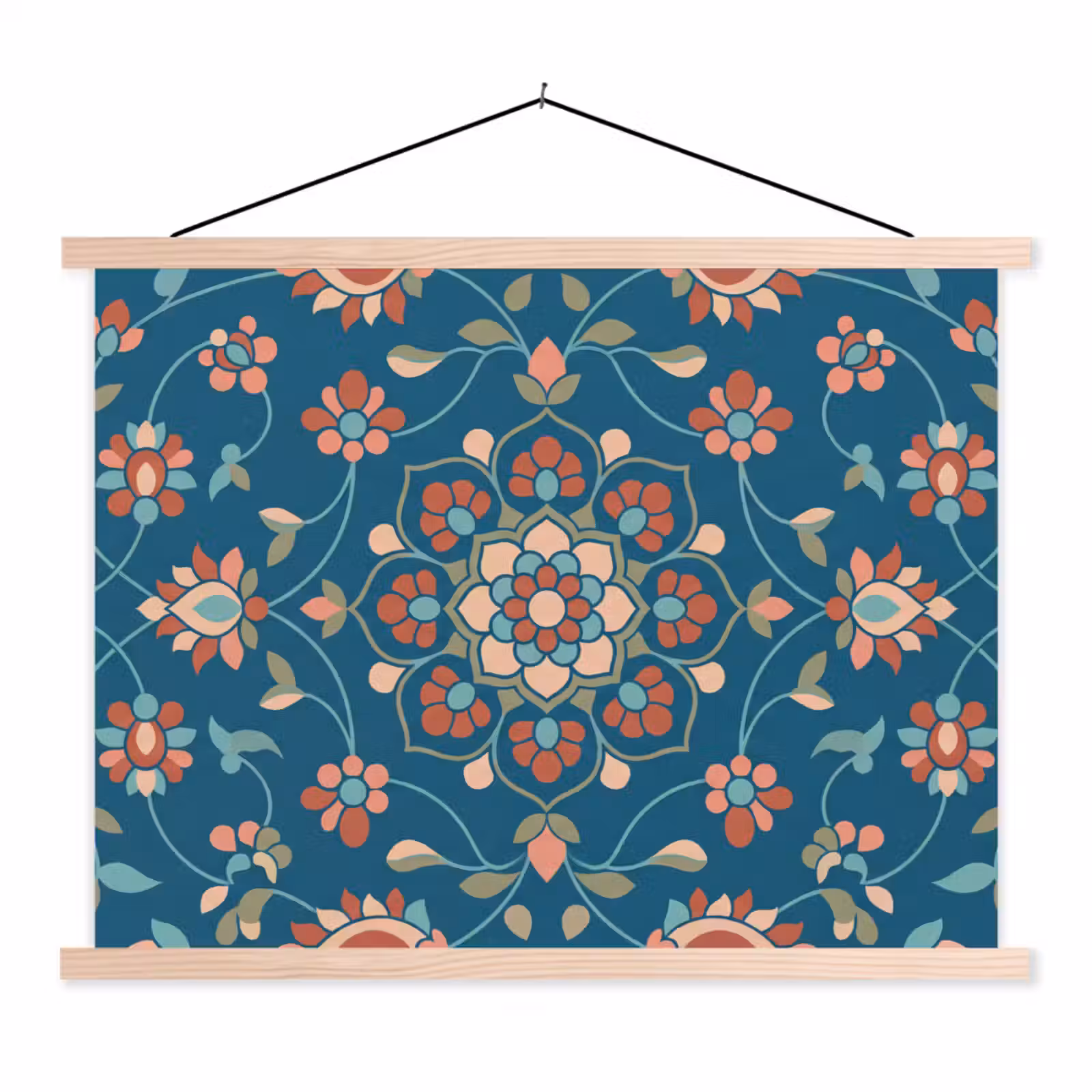 Stoffbild - Blumen – Muster – Natur – Ornament – Blau — 1