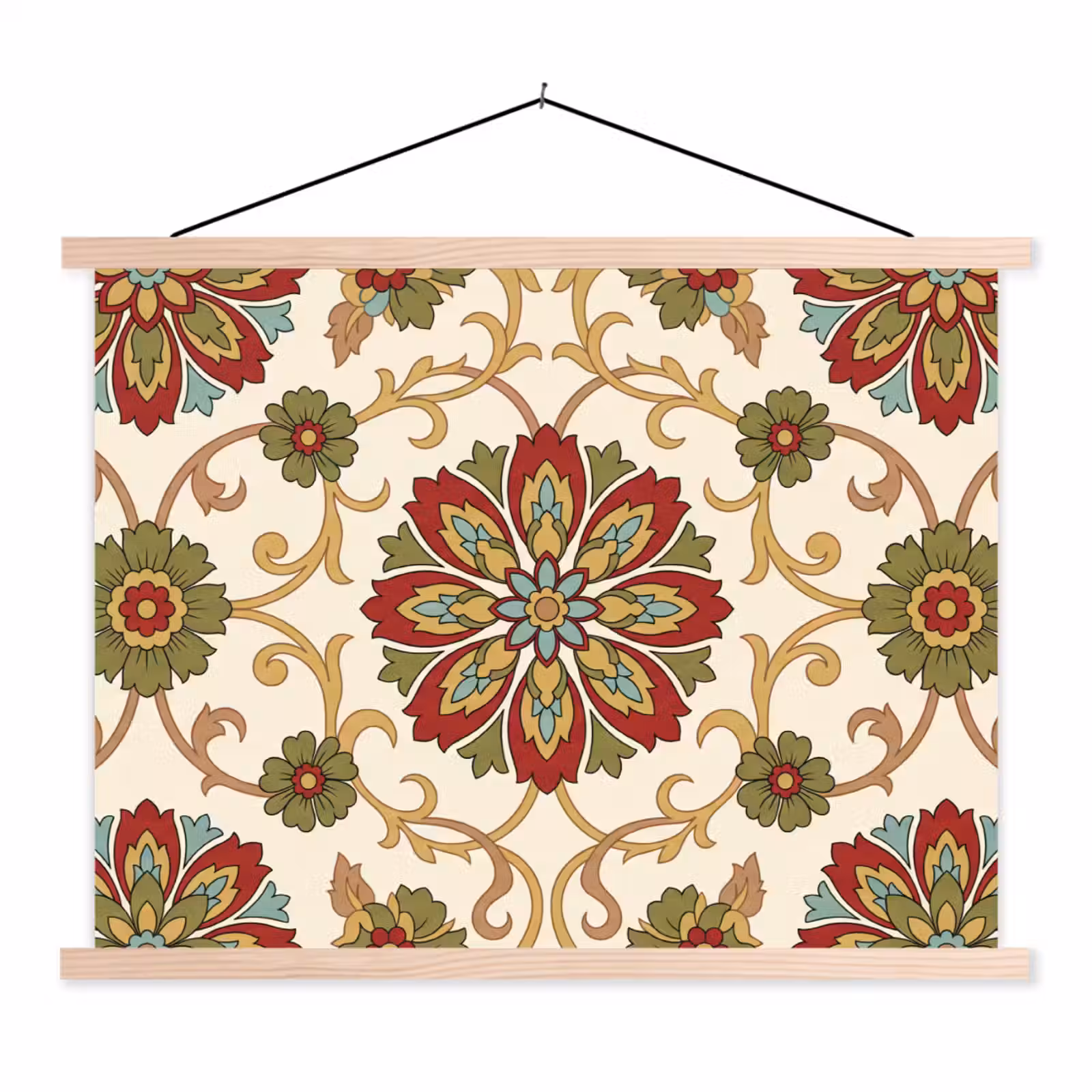 Stoffbild - Muster – Blumen – Ornament – Klassisch – Farbenfroh — 1