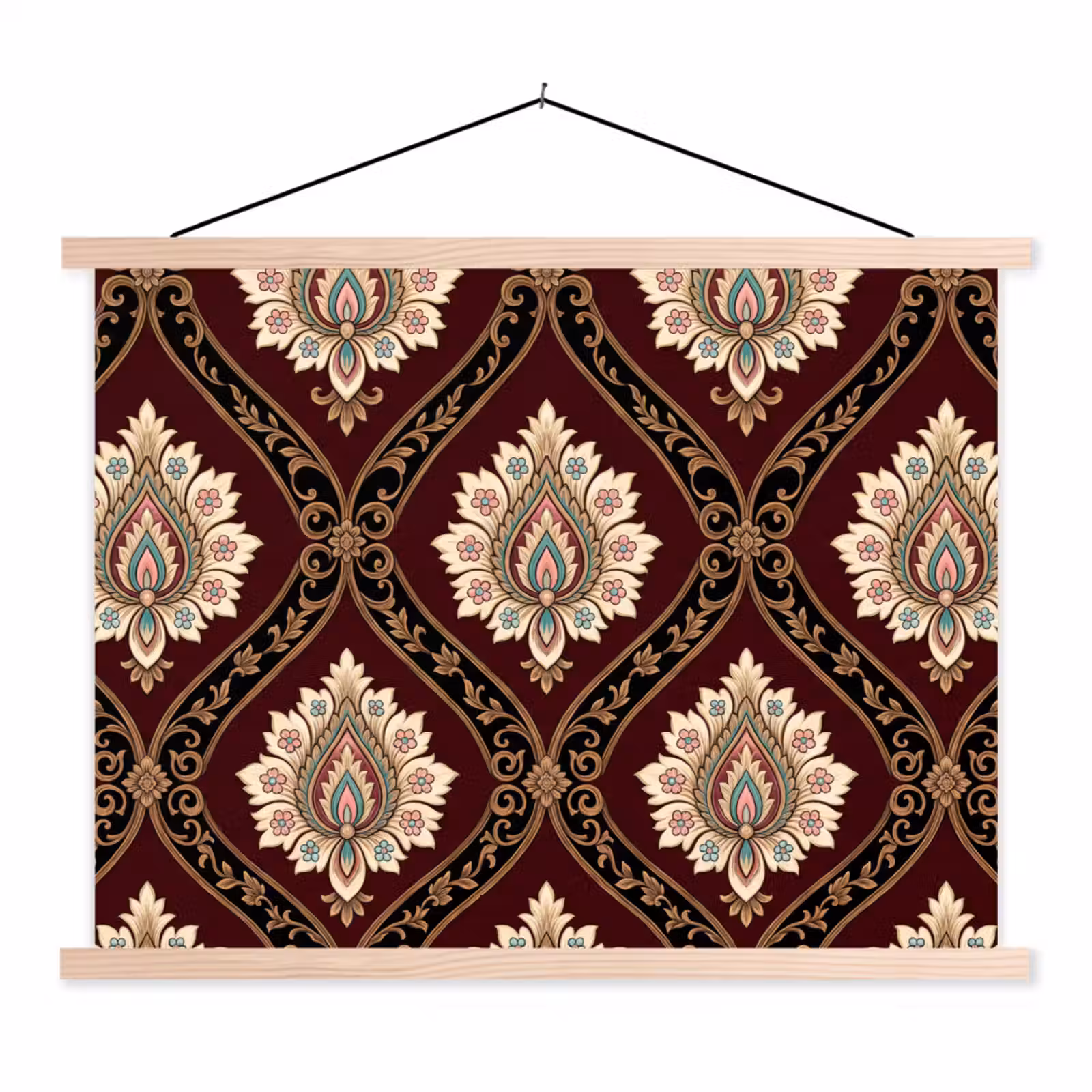 Stoffbild - Muster – Blumenmotiv – Dekoration – Klassisch – Rot — 1