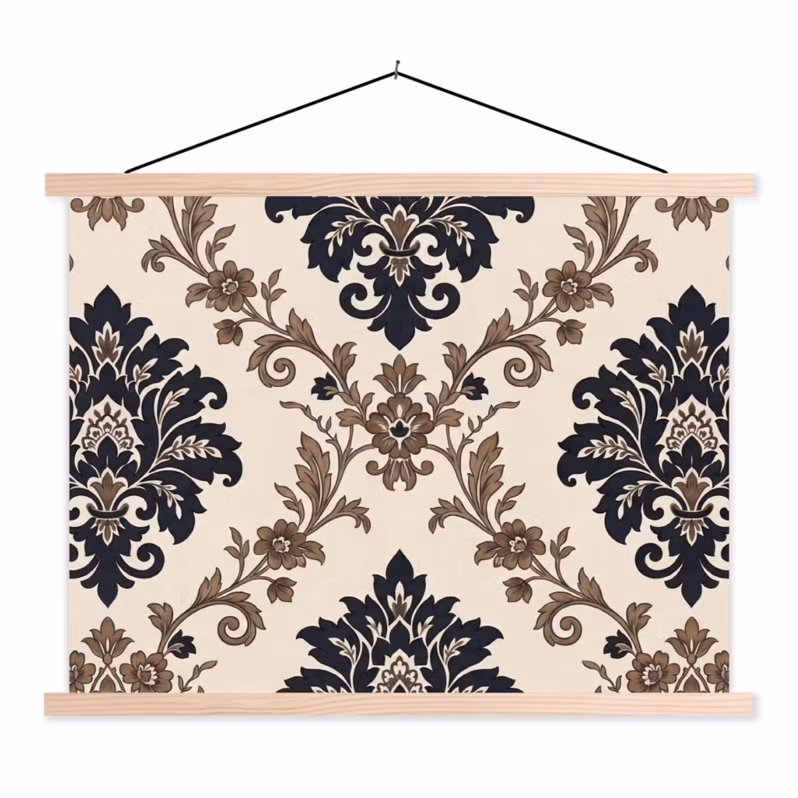 Stoffbild - Muster – Blumenmuster – Klassisch – Beige-Blau — 1