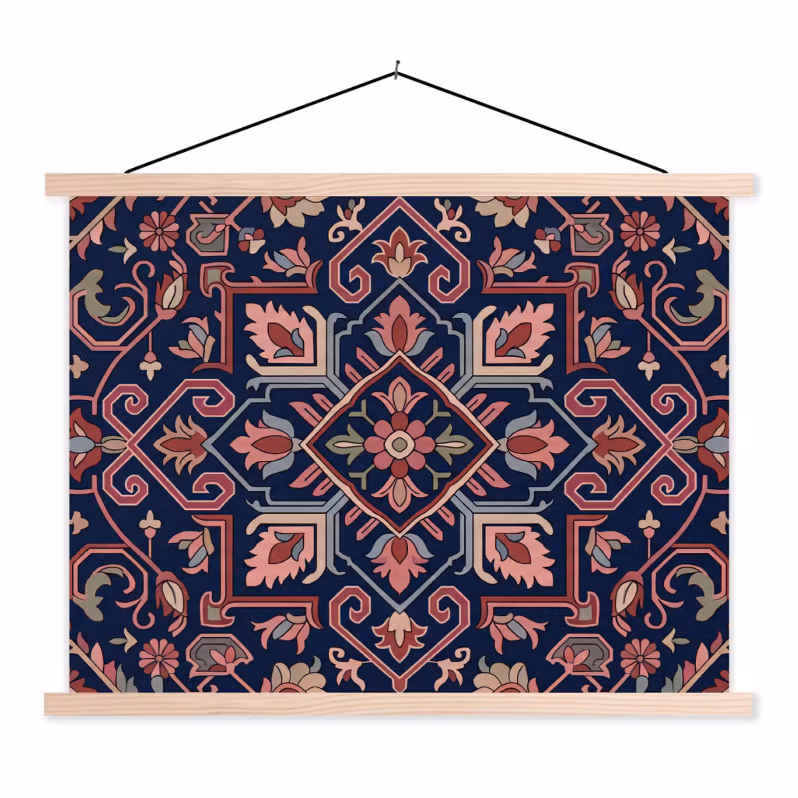 Stoffbild - Muster – Orientalisch – Blumig – Blau – Klassisch — 1