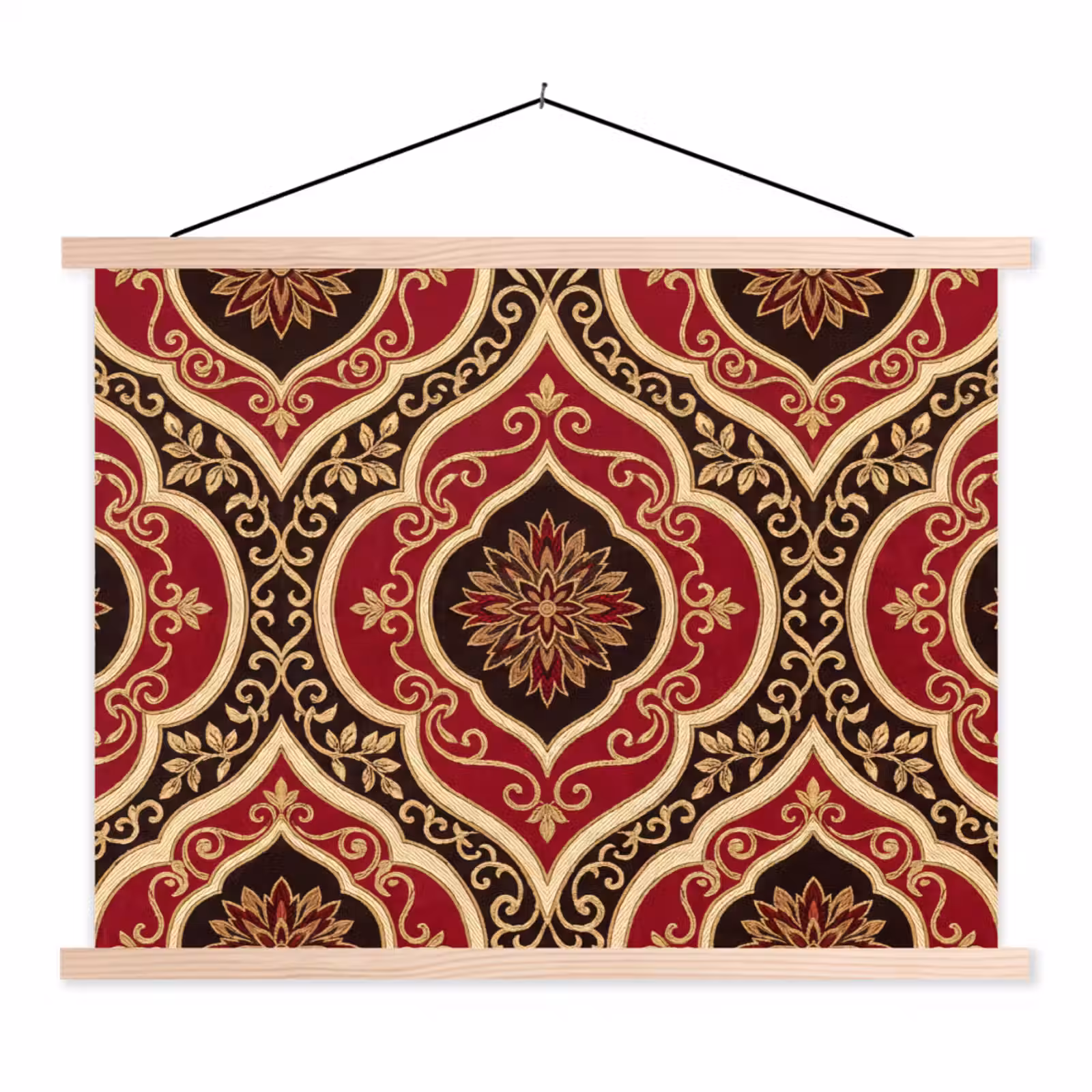 Stoffbild - Muster – Ornament – Barock – Rot – Gold — 1
