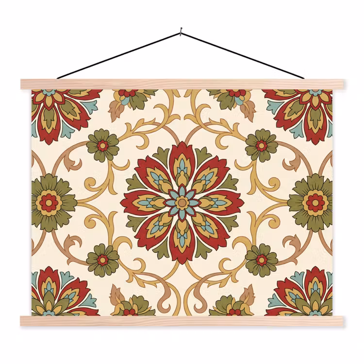 Stoffbild - Muster – Blumen – Ornament – Klassisch – Farbenfroh — 1