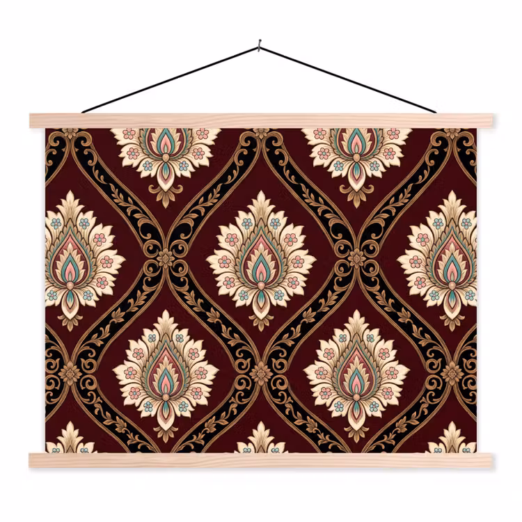 Stoffbild - Muster – Blumenmotiv – Dekoration – Klassisch – Rot — 1
