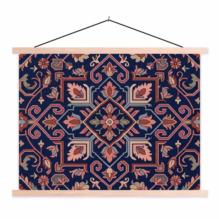 Stoffbild - Muster – Orientalisch – Blumig – Blau – Klassisch — 1