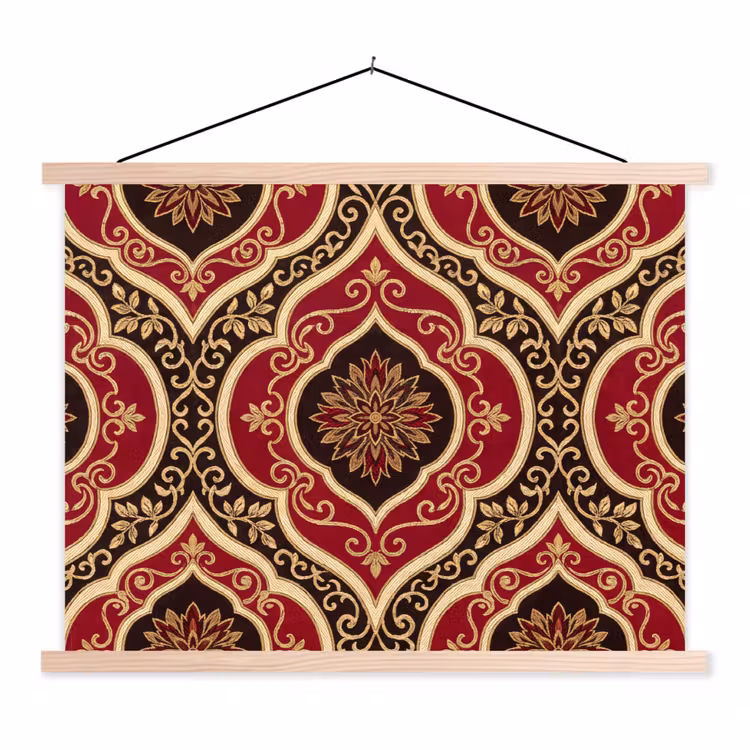 Stoffbild - Muster – Ornament – Barock – Rot – Gold — 1