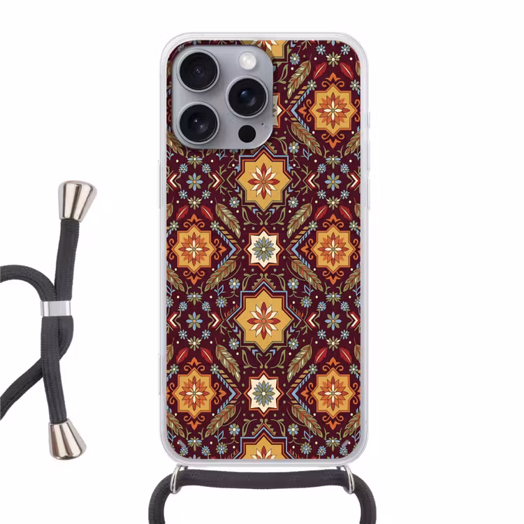 Handyhülle mit Band - Muster – Floral – Geometrisch – Farbenfroh – Dekoration — 1