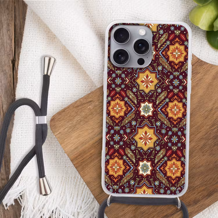 Handyhülle mit Band - Muster – Floral – Geometrisch – Farbenfroh – Dekoration — 3
