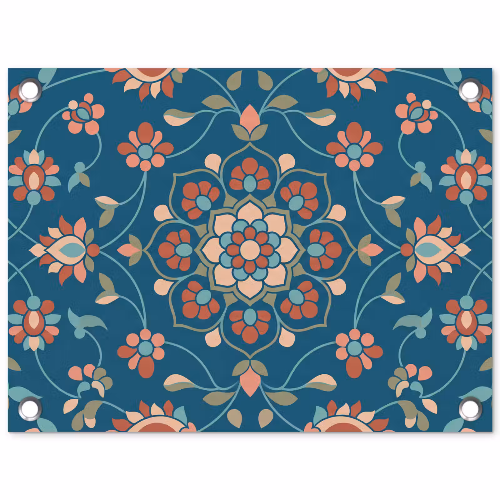 Gartenposter - Blumen – Muster – Natur – Ornament – Blau — 1