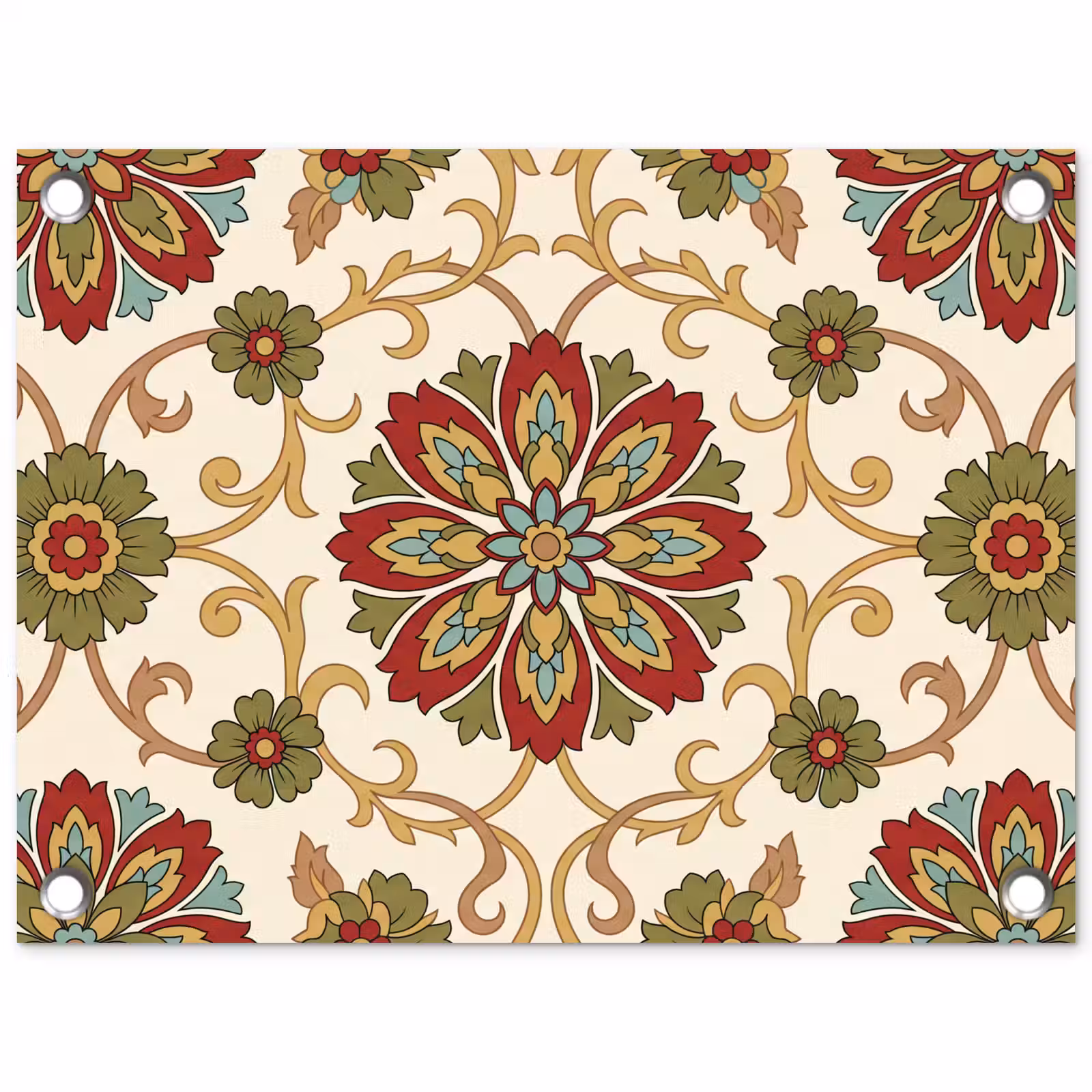 Gartenposter - Muster – Blumen – Ornament – Klassisch – Farbenfroh — 1