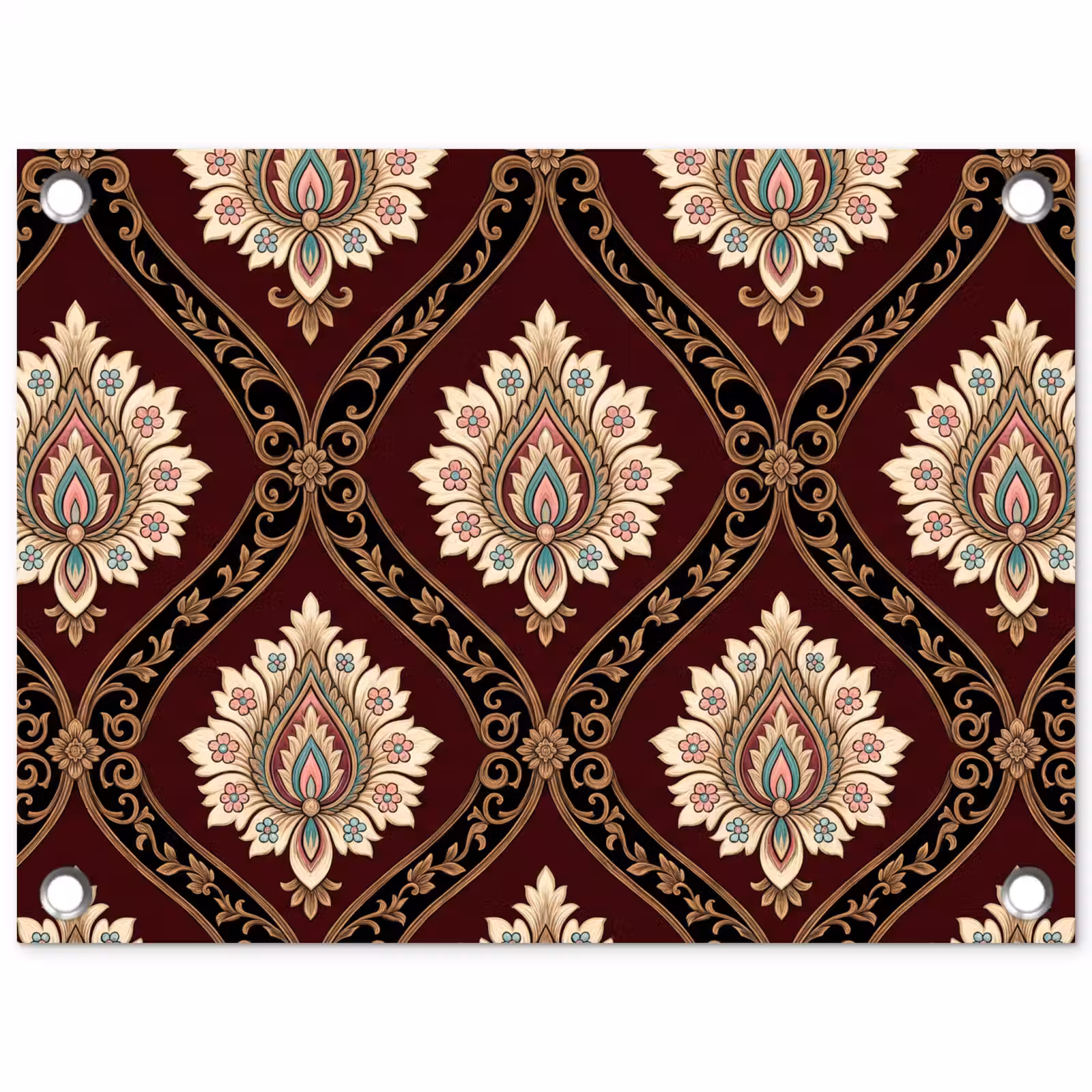 Gartenposter - Muster – Blumenmotiv – Dekoration – Klassisch – Rot — 1