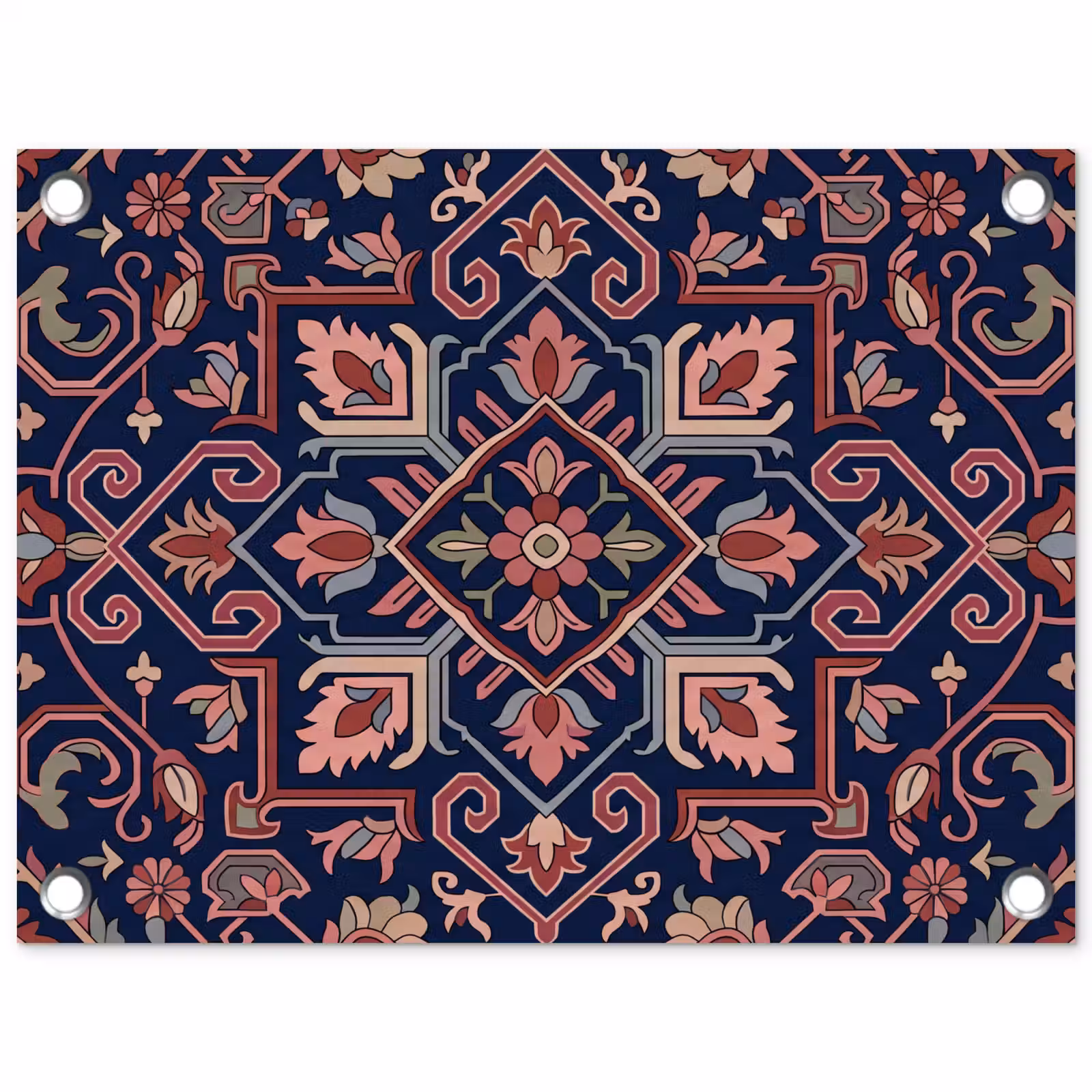 Gartenposter - Muster – Orientalisch – Blumig – Blau – Klassisch — 1
