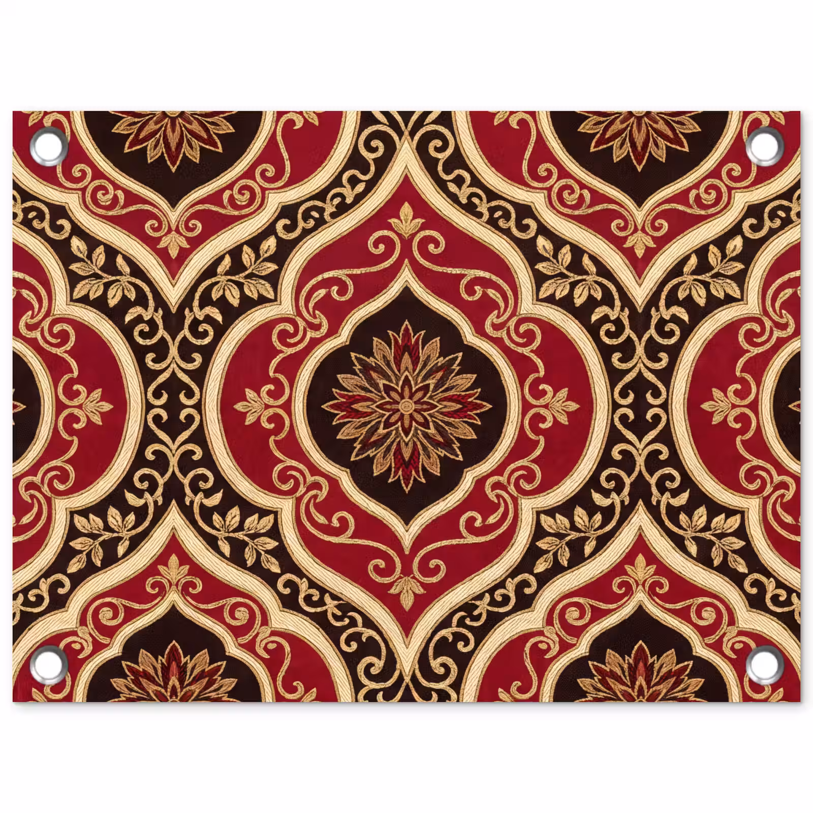 Gartenposter - Muster – Ornament – Barock – Rot – Gold — 1