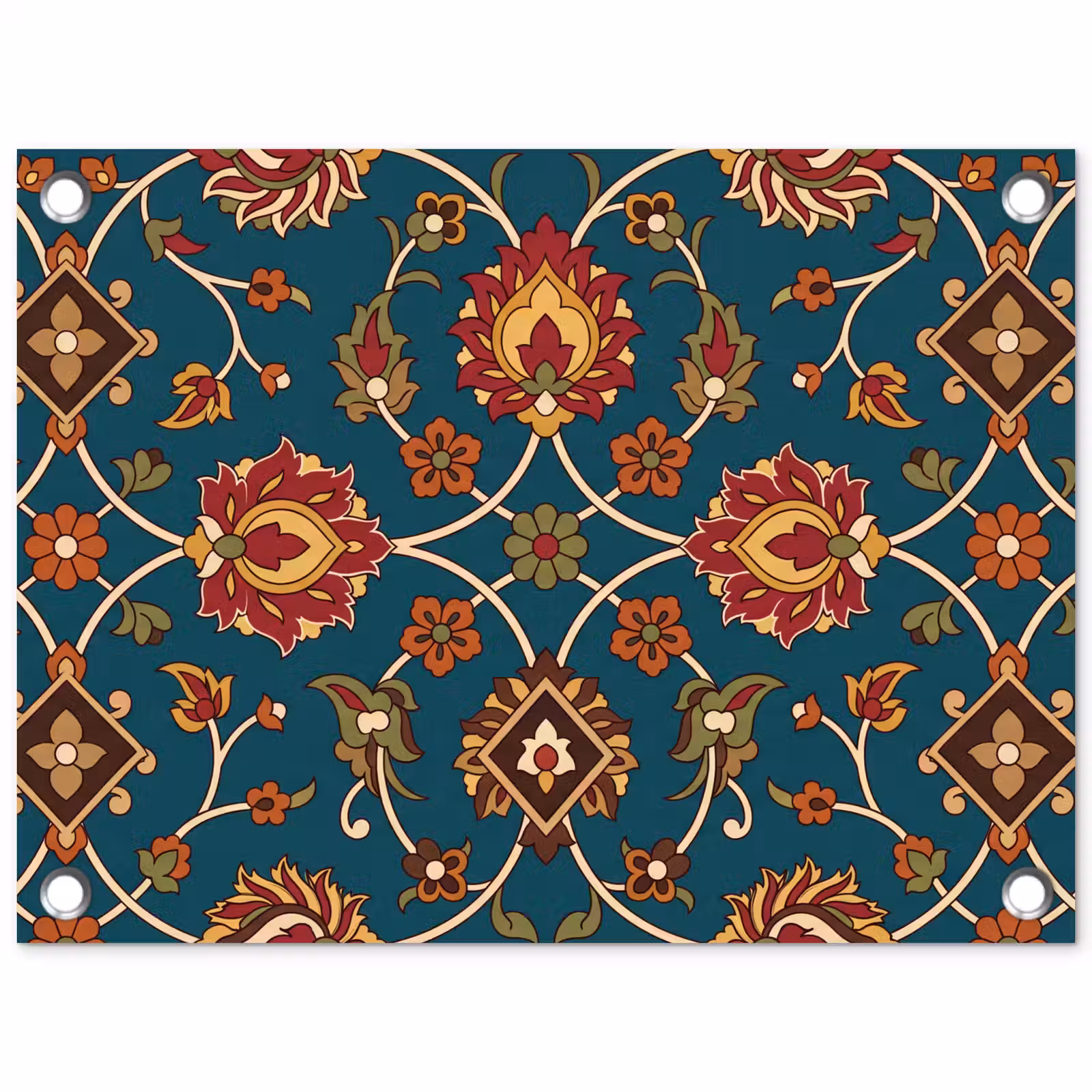 Gartenposter - Ornament – Flora – Traditionell – Klassisch – Blaugrün — 1