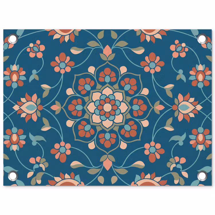 Gartenposter - Blumen – Muster – Natur – Ornament – Blau — 1