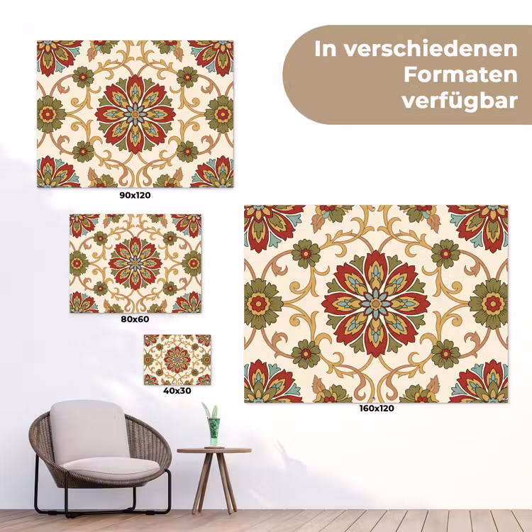 Gartenposter - Muster – Blumen – Ornament – Klassisch – Farbenfroh — 6