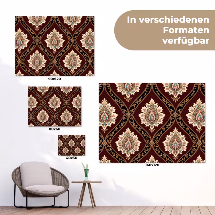Gartenposter - Muster – Blumenmotiv – Dekoration – Klassisch – Rot — 6
