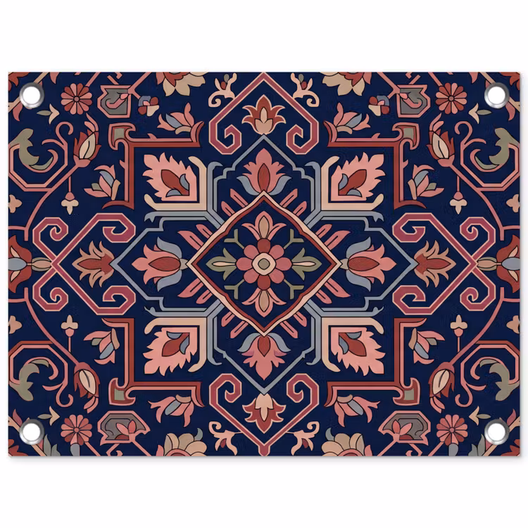Gartenposter - Muster – Orientalisch – Blumig – Blau – Klassisch — 1