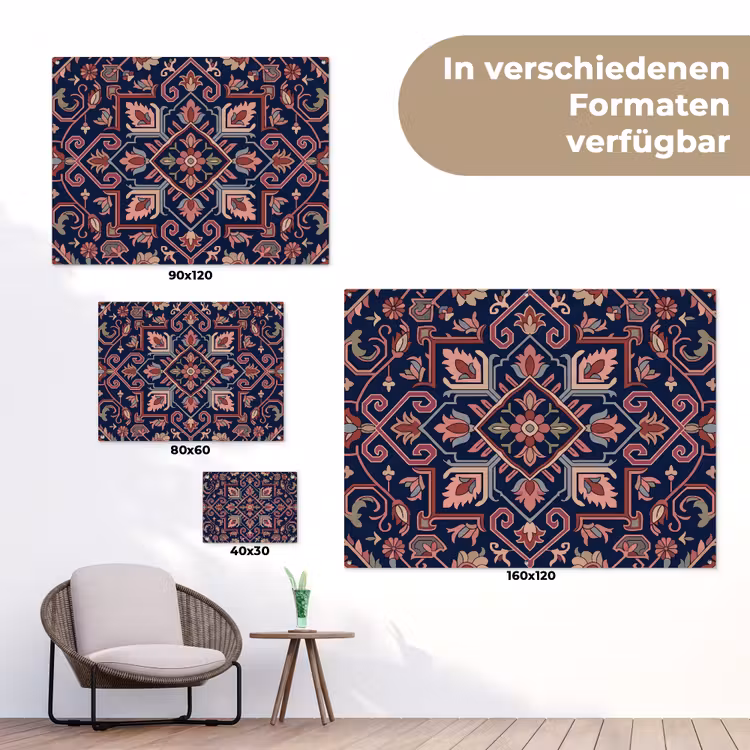 Gartenposter - Muster – Orientalisch – Blumig – Blau – Klassisch — 6