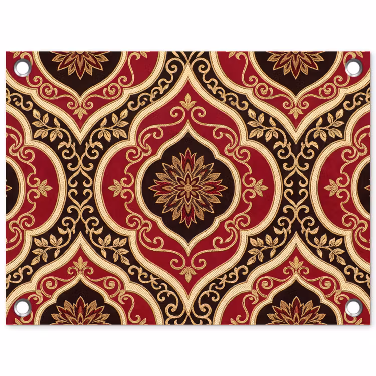 Gartenposter - Muster – Ornament – Barock – Rot – Gold — 1