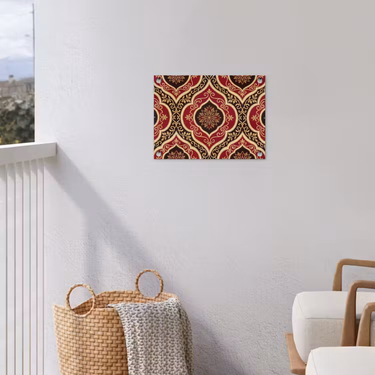 Gartenposter - Muster – Ornament – Barock – Rot – Gold — 5
