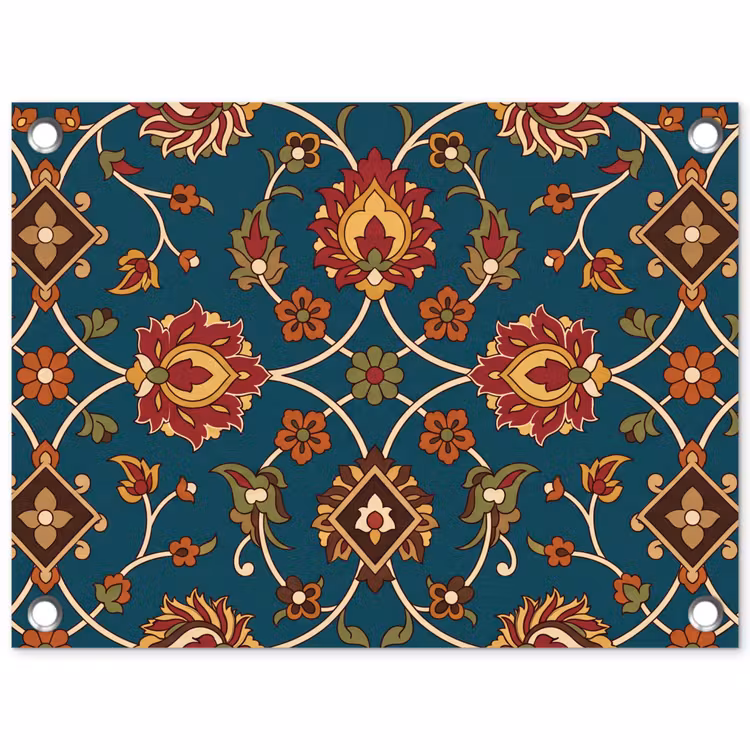 Gartenposter - Ornament – Flora – Traditionell – Klassisch – Blaugrün — 1