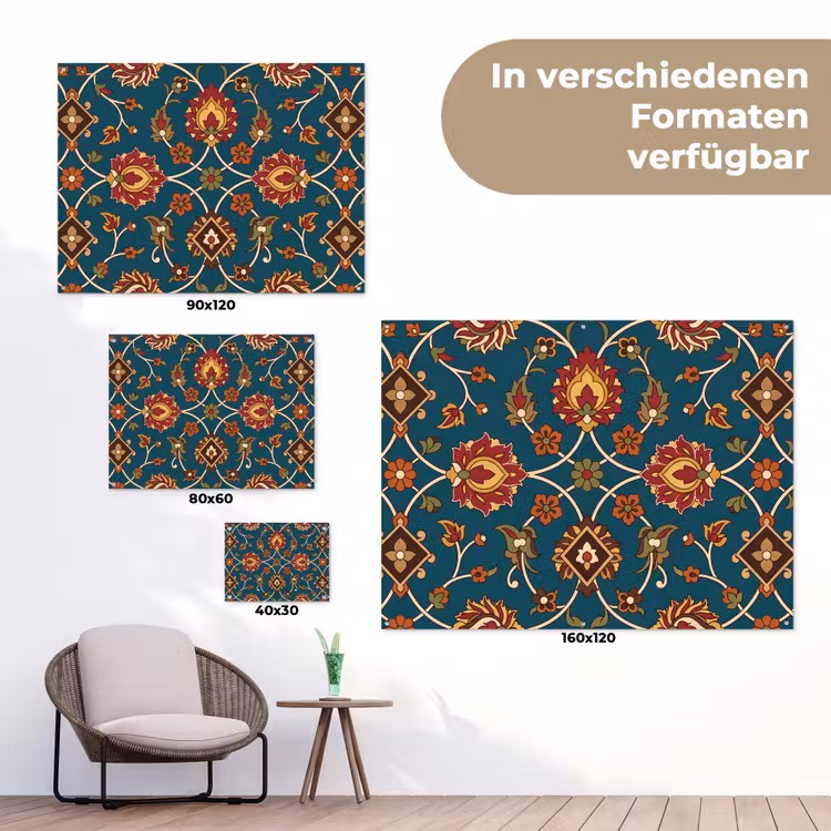 Gartenposter - Ornament – Flora – Traditionell – Klassisch – Blaugrün — 6