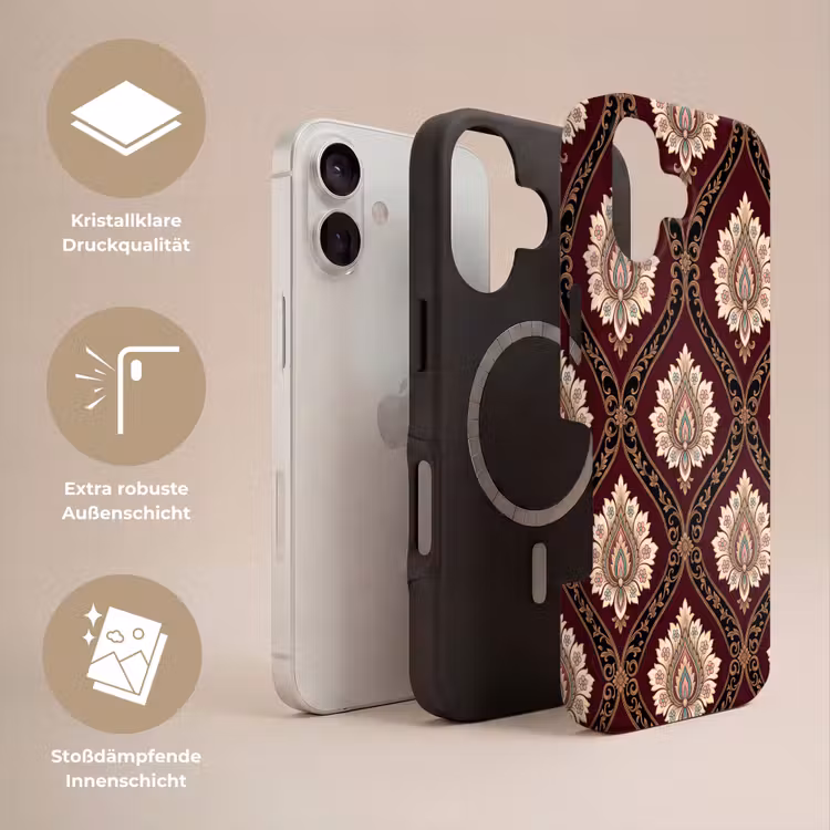 Handyhülle Toughcase - Muster – Blumenmotiv – Dekoration – Klassisch – Rot — 3