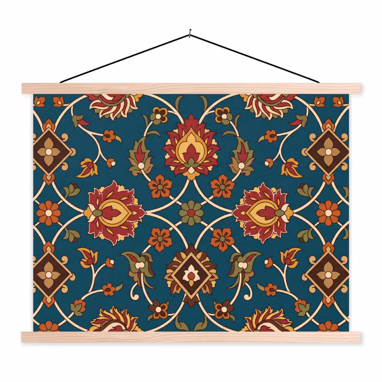 Stoffbild - Ornament – Flora – Traditionell – Klassisch – Blaugrün — 1