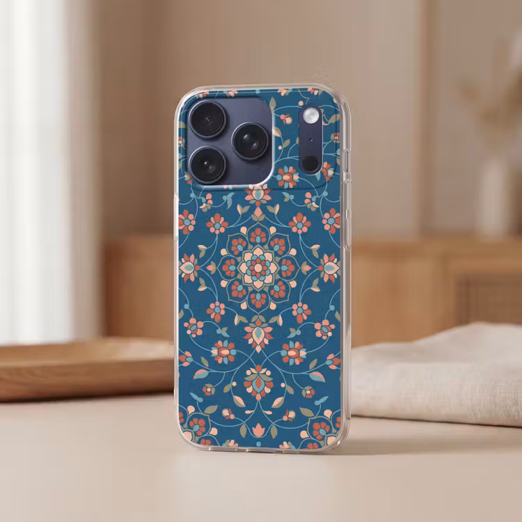 Handyhülle - Blumen – Muster – Natur – Ornament – Blau — 3