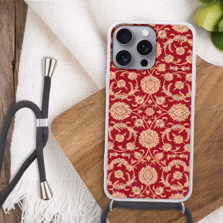 Handyhülle mit Band - Muster – Blume – Klassisch – Orientalisch – Rot — 3