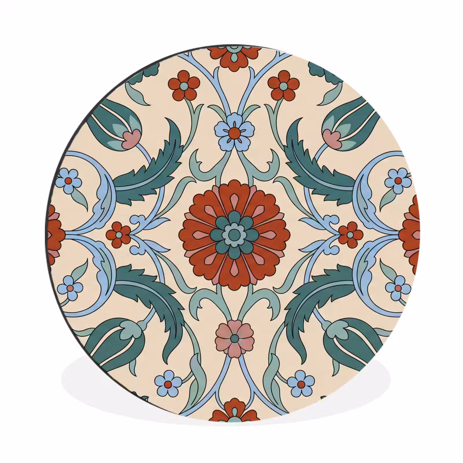 Alu-Dibond-Bild Rund - Blumen – Muster – Klassisch – Dekoration – Farbenfroh — 1