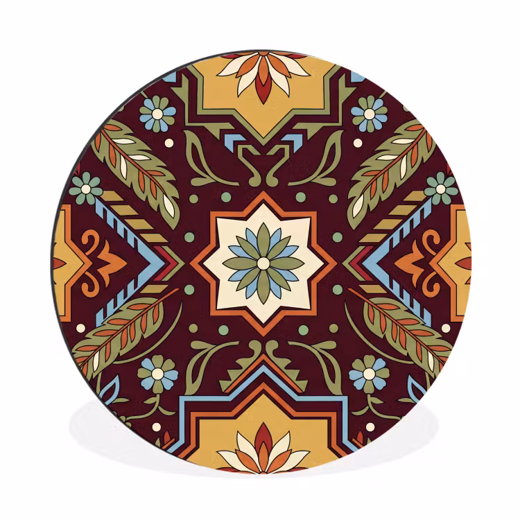 Alu-Dibond-Bild Rund - Muster – Floral – Geometrisch – Farbenfroh – Dekoration — 1