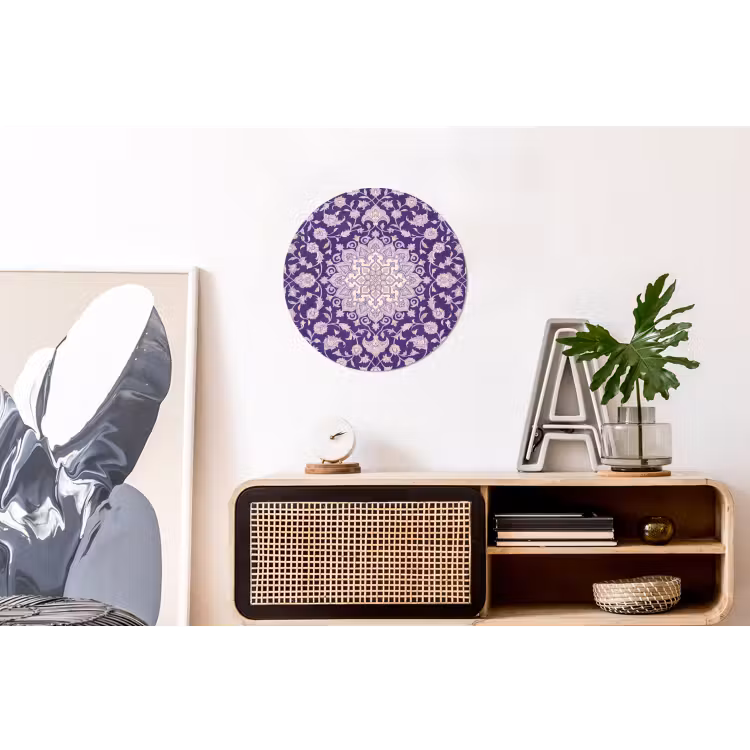 Alu-Dibond-Bild Rund - Muster – Medaillon – Orientalisch – Lila – Dekoration — 3
