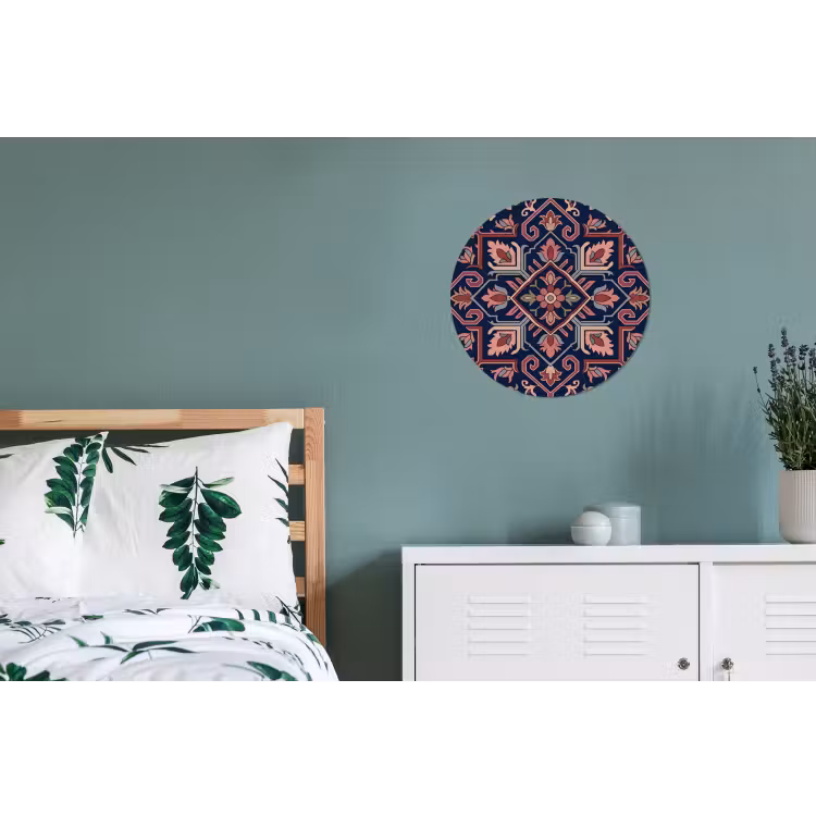 Alu-Dibond-Bild Rund - Muster – Orientalisch – Blumig – Blau – Klassisch — 5