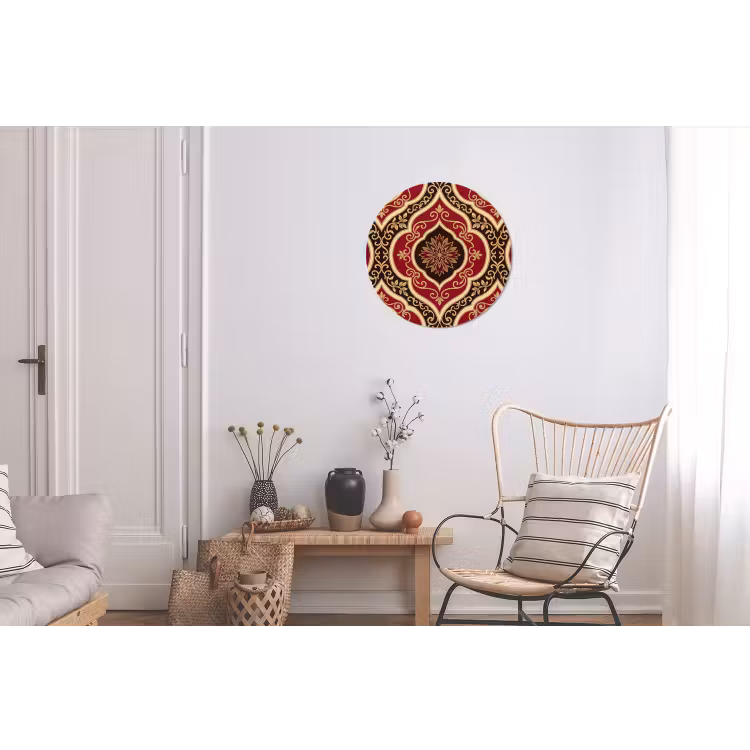 Alu-Dibond-Bild Rund - Muster – Ornament – Barock – Rot – Gold — 2