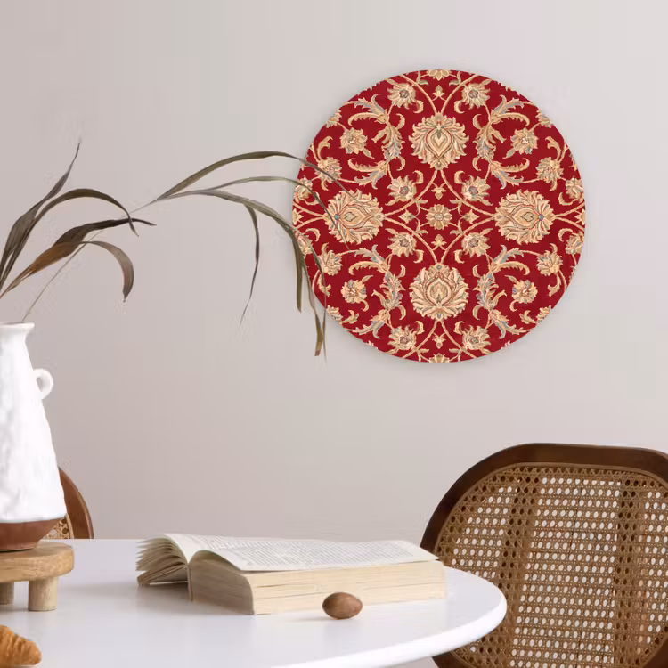 Glasbild Rund - Muster – Blume – Klassisch – Orientalisch – Rot — 4