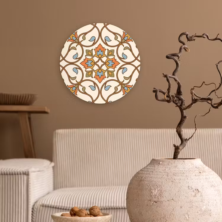 Glasbild Rund - Muster – Blumen – Ornament – Bunt — 2